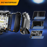 4 Pcs 60W 4 Inch Triple Row Flood LED Pods with 16AWG 3Pin Wiring Harness-4 Leads