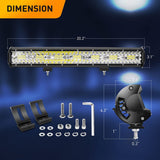 20 Inch 420W Combo Led Light Bar 2PCS 4Inch 60W Combo LED Pods with 16AWG Off Road Wiring Harness-3 Leads