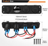 4 in 1 ON Off Charger Socket Panel Red Dual USB Voltmeter Cigarette Lighter Socket