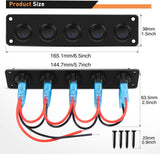 5 Gang 3 Pin Rocker Switch Panel Blue