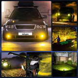 2 Pcs 4 Inch 36W 3600LM Triple Row Flood Amber LED Pods with 16AWG 3Pin Wiring Harness-2 Leads