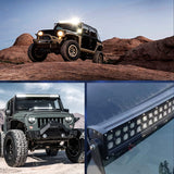 42 Inch 240W Curved Flood Spot Combo LED Light Bar with 14AWG 5Pin Rocker Switch Wiring Harness Kit