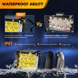 2 Pcs 4 Inch 36W 3600LM Triple Row Flood Amber LED Pods with 16AWG 3Pin Wiring Harness-2 Leads
