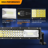 52 Inch Curved 783W 78000LM Triple Row Flood Spot Combo LED Light Bar with 12AWG 5Pin Rocker Switch Wiring Harness Kit