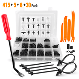 415 Pcs Car Retainer Retaining Clips 18 Most Popular Sizes Auto Push Pin Rivets Set -Door Trim Panel Clips for GM Ford Toyota Honda Chrysler