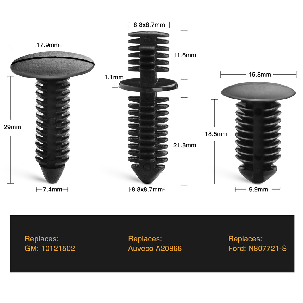 146 Pcs Nylon Bumper Shield Retainer & Double End Xmas Tree Retainers